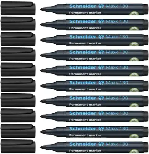 Permanent-Marker Schneider Maxx 130 Rundspitze 10er Pack schwarz