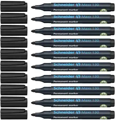 Permanent-Marker Schneider Maxx 130 Rundspitze 10er Pack schwarz