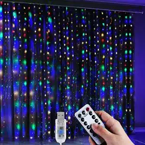Lichtervorhang Anpro LED USB 3m x 3,2m mit 320 bunten LEDs
