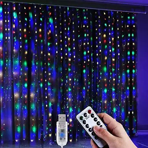 Lichtervorhang Anpro LED USB 3m x 3,2m mit 320 bunten LEDs