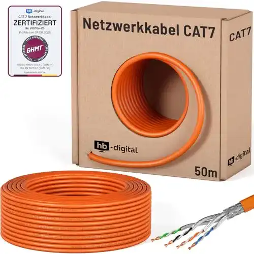 Cat 7 Verlegekabel 50m von HB-DIGITAL für Netzwerkanwendungen
