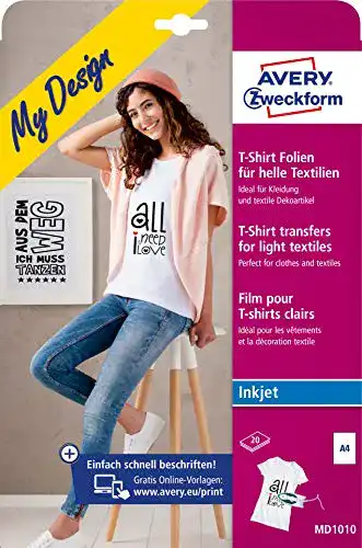 Transferpapier AVERY Zweckform für Textilfolien im DIN A4-Format