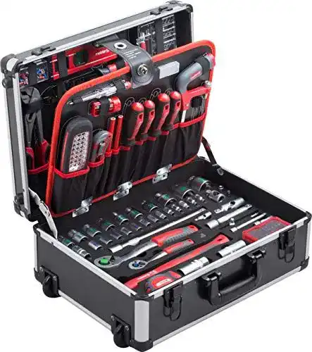 Werkzeugtrolley Meister 156-teiliges Werkzeug-Set mit Rollen