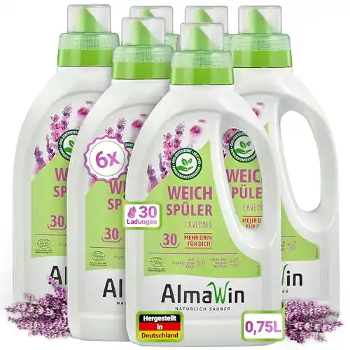Veganer Weichspüler Almawin mit Lavendel-Duft, 6x750ml