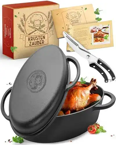 Gänsebräter Krustenzauber 38 cm aus Gusseisen mit Deckel
