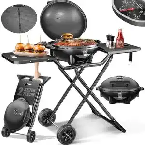 Elektrischer Standgrill Kesser 2in1 Tischgrill mit Deckel und Standfuß