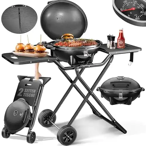Elektrischer Standgrill Kesser 2in1 Tischgrill mit Deckel und Standfuß
