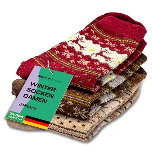 Netrox Wintersocken – 3 Paar warme und weiche Socken für den Winter