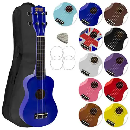 Ukulele Mad About SU8-BL Sopran-Ukulele in Blau mit Gigbag und Zubehör