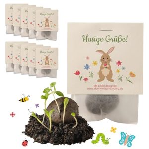 Samenbombe Ideenverlag Hamburg 10er Set „Hasige Grüße“ als Mitgebsel