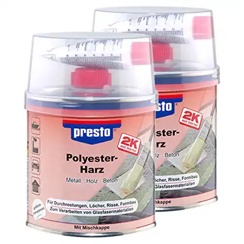 Polyesterharz Presto 2X 600429 für Metall, Holz und Beton, elastisch, 250 g