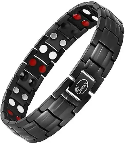 Magnetarmband für Herren aus Titan mit 4 Elementen und Faltverschluss