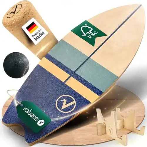 Valuents Balance Board aus Holz in Surfboard-Form mit Zubehör