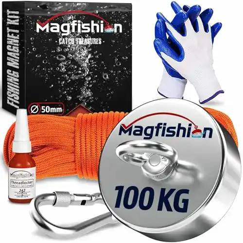 Magnetangel Magfishion Magnetfischen Set mit 100 kg Zugkraft und 20 m Seil