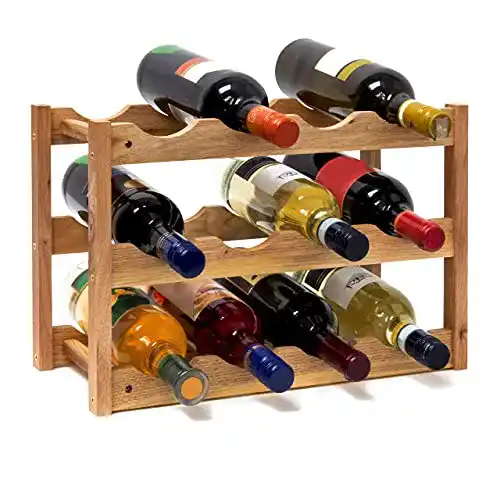 Weinregal Relaxdays klein für 12 Flaschen aus Walnussholz