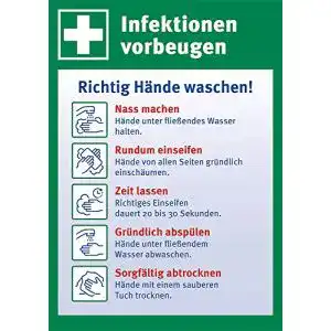 Aufkleber zum Händewaschen zur Infektionsprävention
