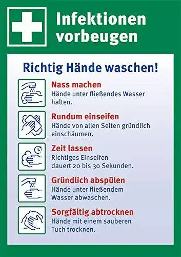 Aufkleber zum Händewaschen zur Infektionsprävention