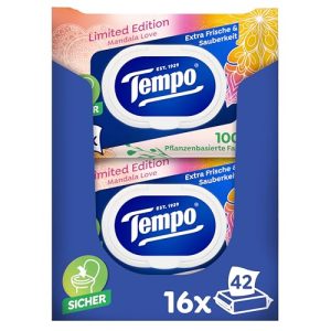 Tempo feuchtes Toilettenpapier im Vorteilspack mit 16 x 42 Tüchern