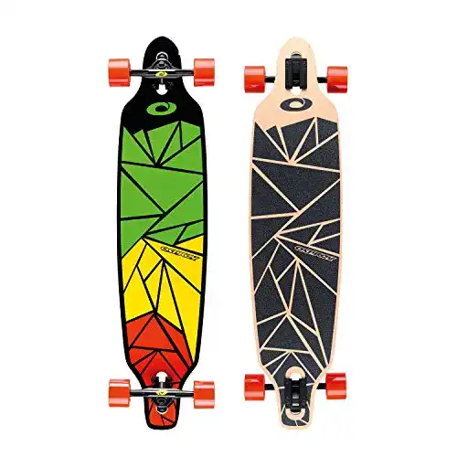 Longboard Osprey für Erwachsene in Grün, Gelb und Rot, 99 x 23 cm