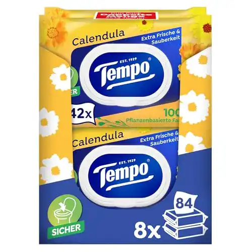 Tempo Toilettenpapier feucht, 8 x 2 x 42 Tücher