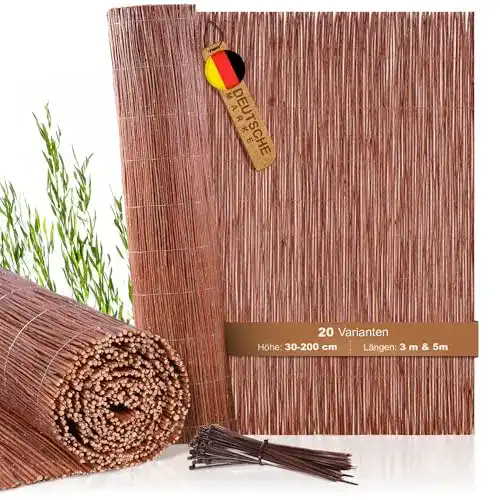Weidenmatte BooGardi in 18 Größen, 180 x 300 cm für Sichtschutz und Windschutz