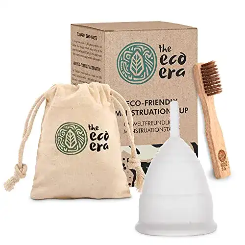 Menstruationstasse Set von Eco Era in Größe L mit Baumwolltasche