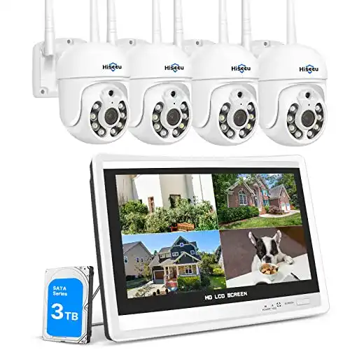Überwachungskamera Hiseeu mit Monitor und 5MP PTZ-Funktion