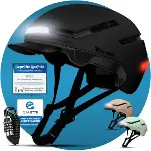 Fahrradhelm mit Licht von Mivelo für Erwachsene Unisex, leicht und sicher