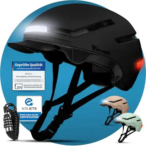 Fahrradhelm mit Licht von Mivelo für Erwachsene Unisex, leicht und sicher