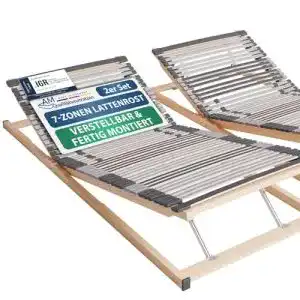 Lattenrost 160×200 cm von AM Qualitätsmatratzen mit verstellbarem Kopf- und Fußteil