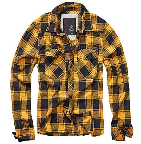 Wanderhemd Brandit Check Shirt für Herren in Schwarz-Gelb XL