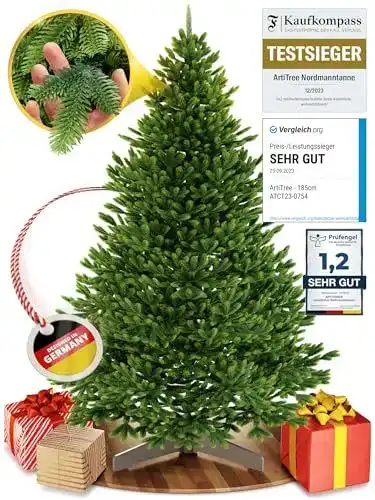 Künstlicher Weihnachtsbaum Artitree Nordfichte mit FSC-Holzständer 210 cm