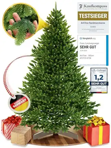 Künstlicher Weihnachtsbaum Artitree Nordfichte mit FSC-Holzständer 210 cm