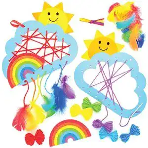 Bastelset Baker Ross AT774 Regenbogen-Traumfänger-Kits für Kinder