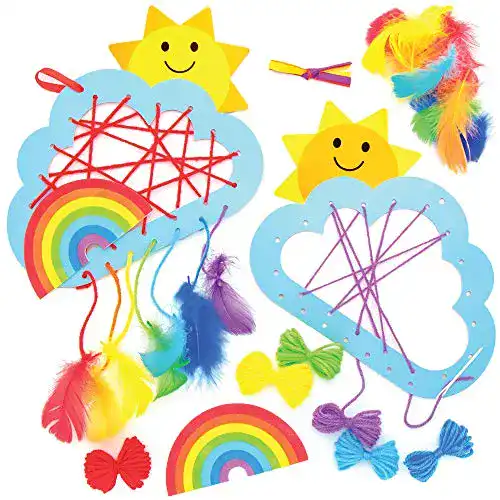 Bastelset Baker Ross AT774 Regenbogen-Traumfänger-Kits für Kinder