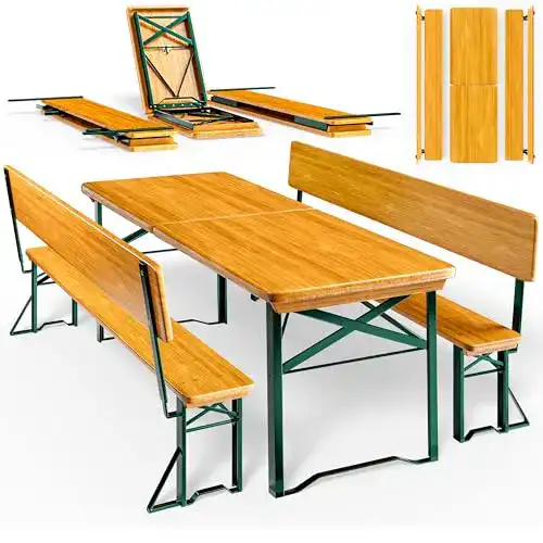 Biertischgarnitur Casaria mit Lehne 170 cm klappbar und stabil