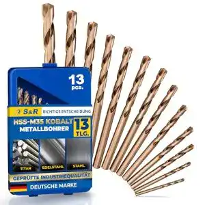 Edelstahlbohrer Set von S&R 1,5-6,5 mm 13-teilig HSS-G
