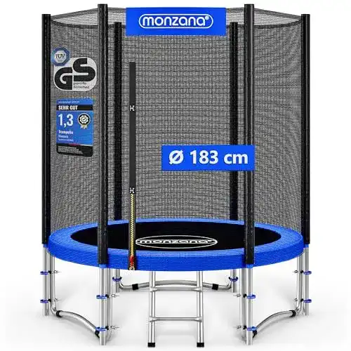 Trampolin Monzana Ø 183 cm mit TÜV SÜD GS Zertifikat und Zubehör