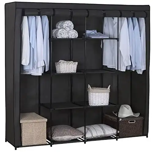 Stoffschrank WOLTU XXXL Kleiderschrank mit Regal in Grau