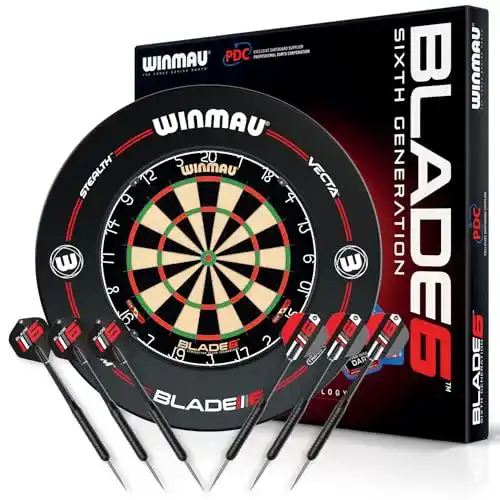 Winmau Blade 6 Dartscheibe mit Surround und Darts Set