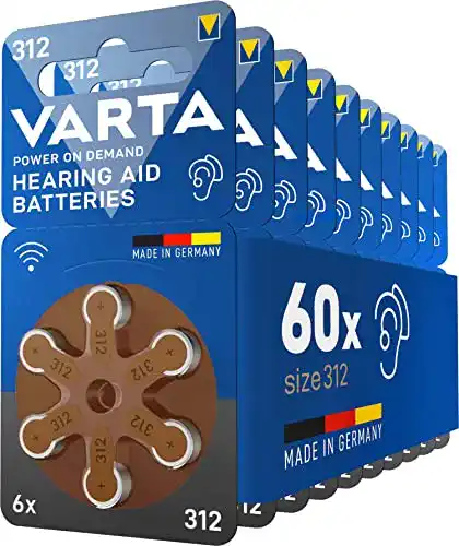 Varta Hörgerätebatterien Typ 312 – 60 Stück Vorratspack