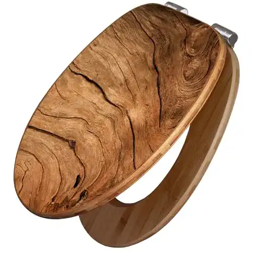 WC-Sitz aus Holz mit Absenkautomatik im Banjado Design aus Bambus