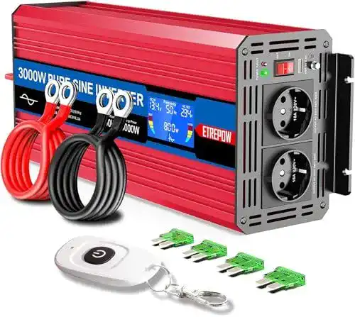 Wechselrichter 3000 W ETREPOW 12V auf 230V mit USB und Fernsteuerung