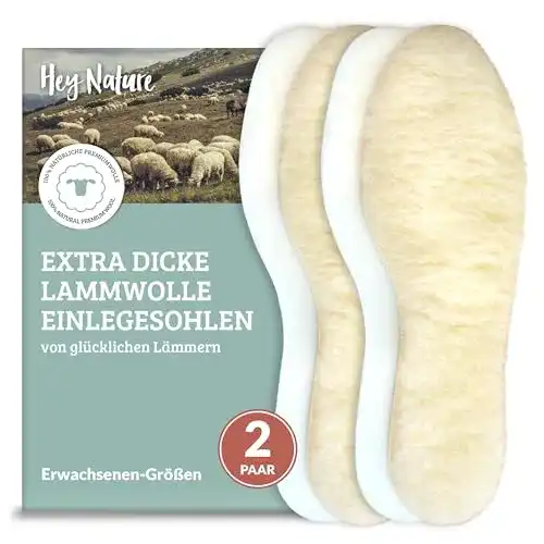 Lammfellsohlen Hey Nature – 2 Paar Einlegesohlen aus Lammwolle