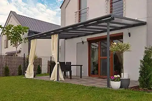 Terrassenüberdachung aus Aluminium in Grau für Veranda