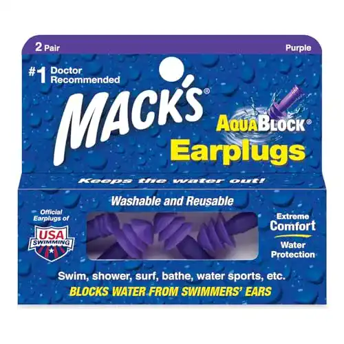 Ohrstöpsel Schwimmen Macks Aqua Block – Violett, 2 Paare