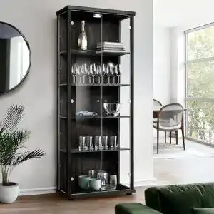 K-Möbel Vitrinenschrank 2-türig (176x67x33cm) für Sammlerstücke
