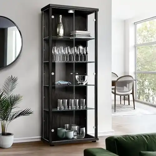 K-Möbel Vitrinenschrank 2-türig (176x67x33cm) für Sammlerstücke