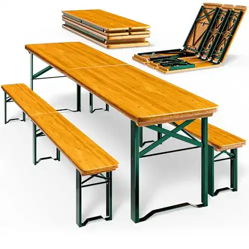 Bierzeltgarnitur Casaria 220 cm klappbar, 3-teilig und stabil