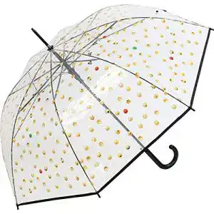 Durchsichtiger Regenschirm von Happy Rain mit Emoticon-Design